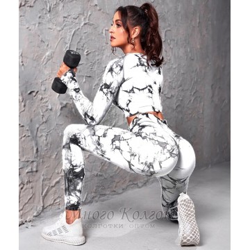 Мармуровий комплект Crop top+Leggings marble 03